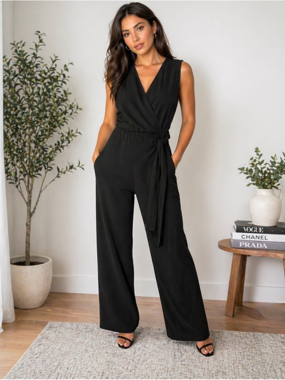 09) Pepper & Zoe Black Sleeveless Jumpsuit. PTP 18